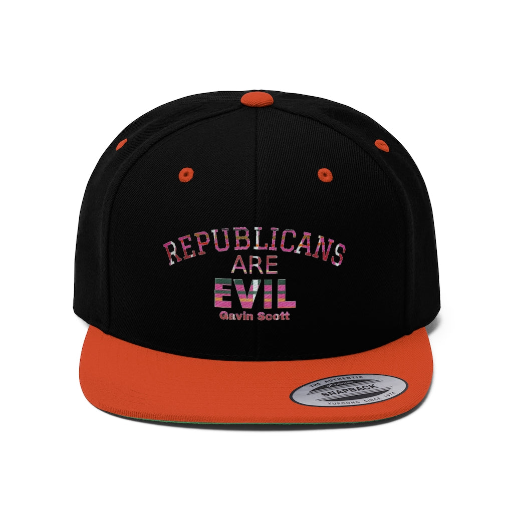 Gavin Scott REPUBLICANS ARE EVIL Flat Bill Hat